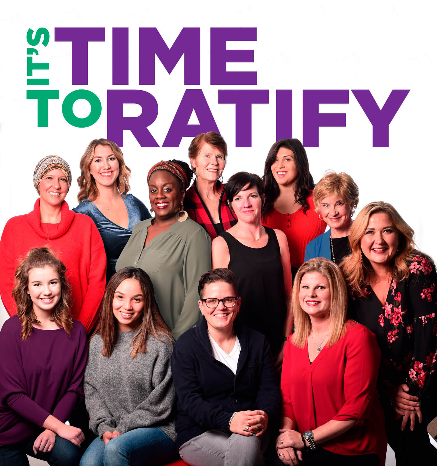 Many diverse women with "It's time to ratify" tet above them