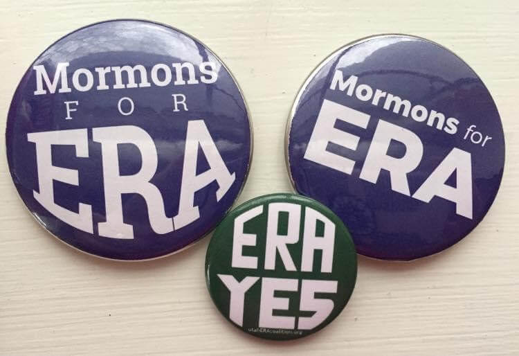 Buttons that say "mormons for ERA" and "ERA YES"
