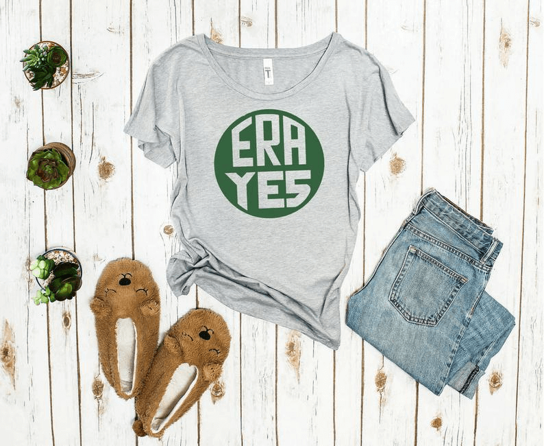 ERA YES tshirt with jeans and slippers on the side